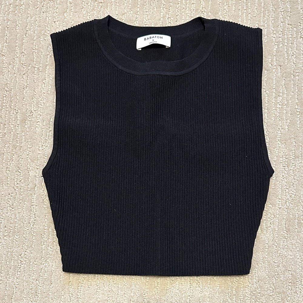 BNWOT Babaton Pia Skulpt Knit Muscle Ribbed Tank Top - Black S